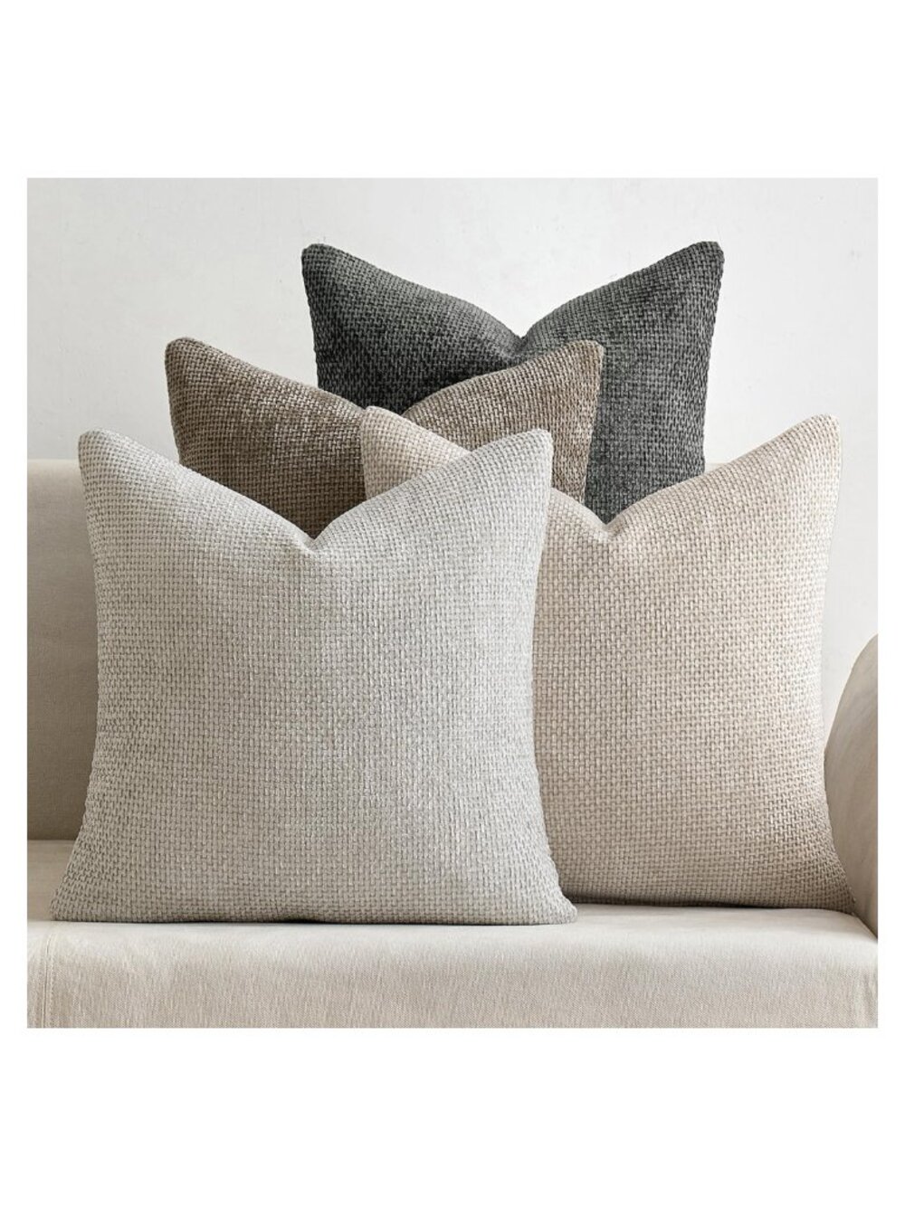 Chenille Throw Pillow Covers 18x18 Set of 4 Soft Decorative Square Cushion